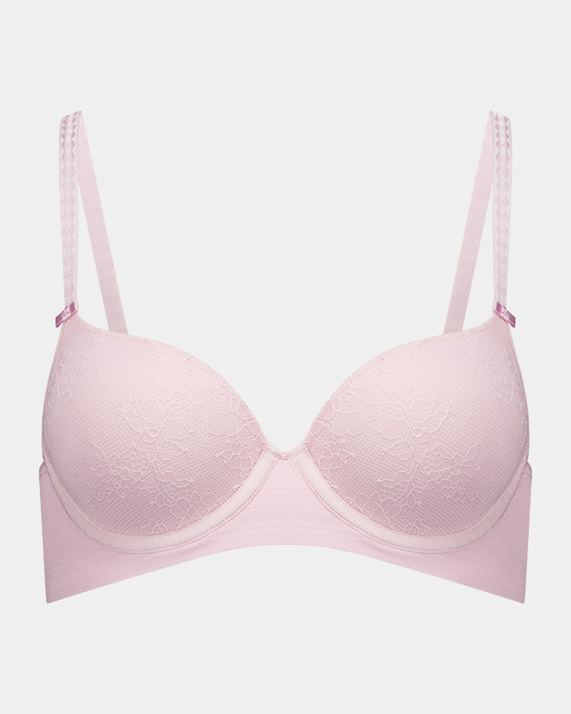 Bendon Body Lace Contour Bra in ICY PINK. Flat lay front view