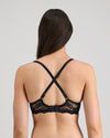 Model wears My Fit Lace Contour Bra in BLACK. On body back view