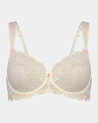 Midnight Express Underwire Bra in EGRET. Flat lay front view