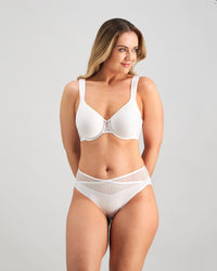 Perfect Lines Contour Bra in WHITE. Flat lay back view