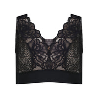 Midnight Express Wire Free Bra in BLACK. Flat lay front view