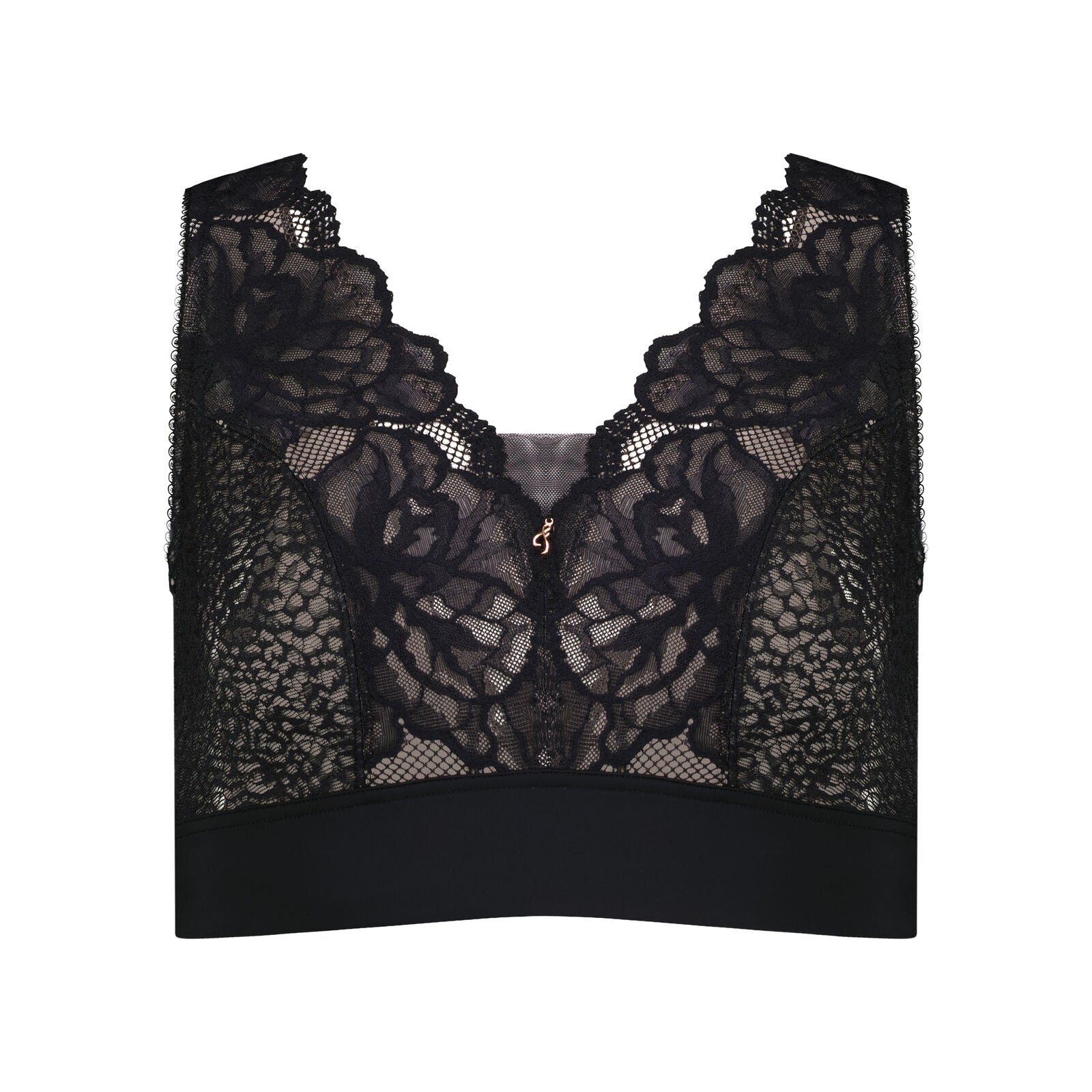 Midnight Express Wire Free Bra in BLACK. Flat lay front view