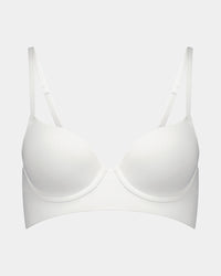 Play Contour Long Line Bra in WHITE. Flat lay front view