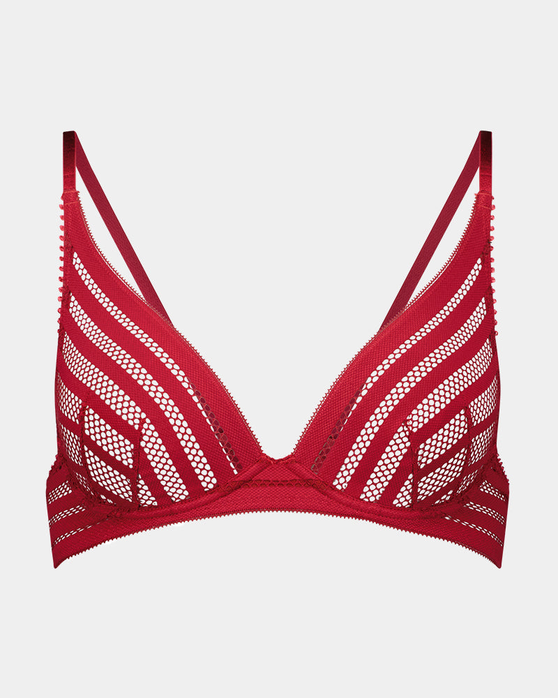 Morning Lola Underwire Bra in JESTER RED. Flat lay front view