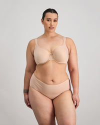Perfect Lines Contour Bra in LATTE. Flat lay back view