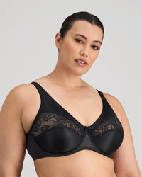 Model wears Classic Underwire Underwire Bra in BLACK. On body side view