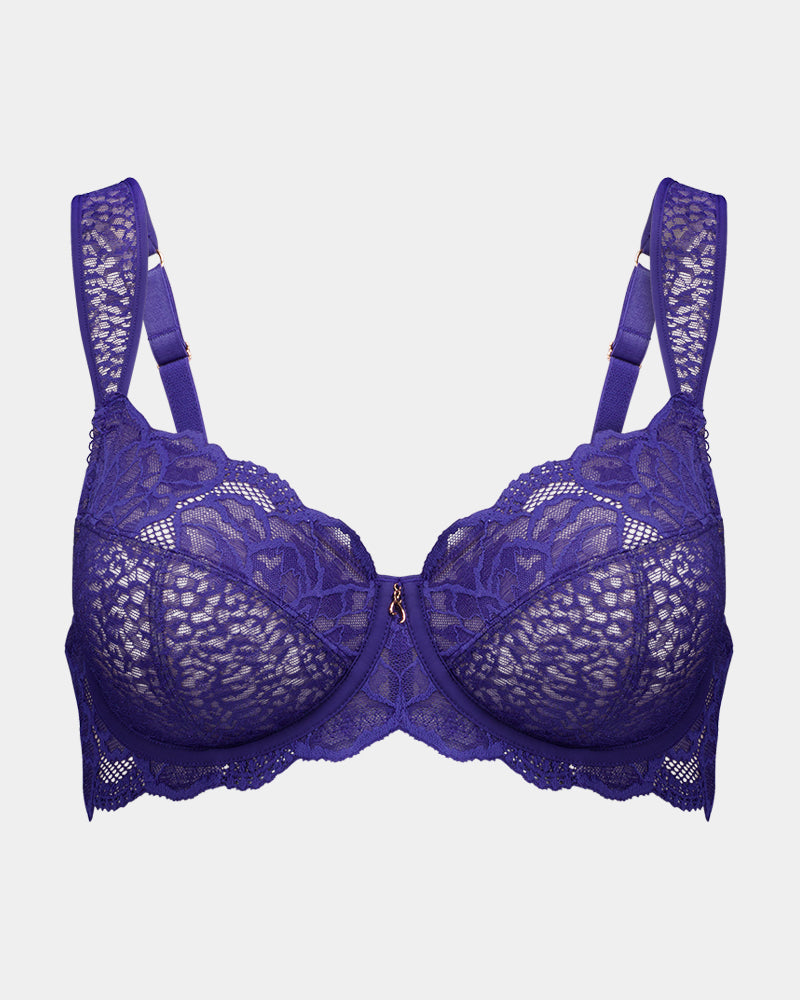 Midnight Express Underwire Bra in BLUE RIBBON. Flat lay front view