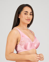 Model wears Classic Underwire Underwire Bra in LILAS. On body side view