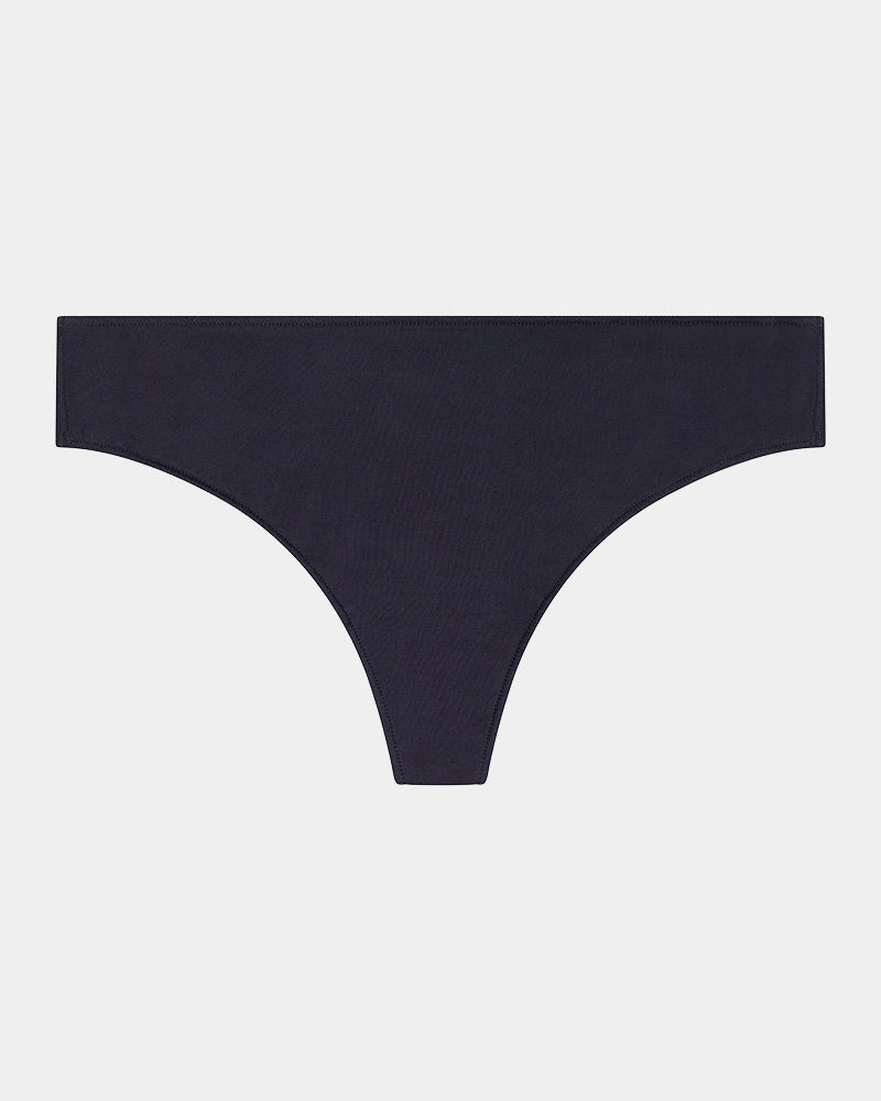 Au Naturel Thong in BLACK. Flat lay front view