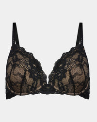 My Fit Lace Contour Bra in BLACK. Flat lay front view