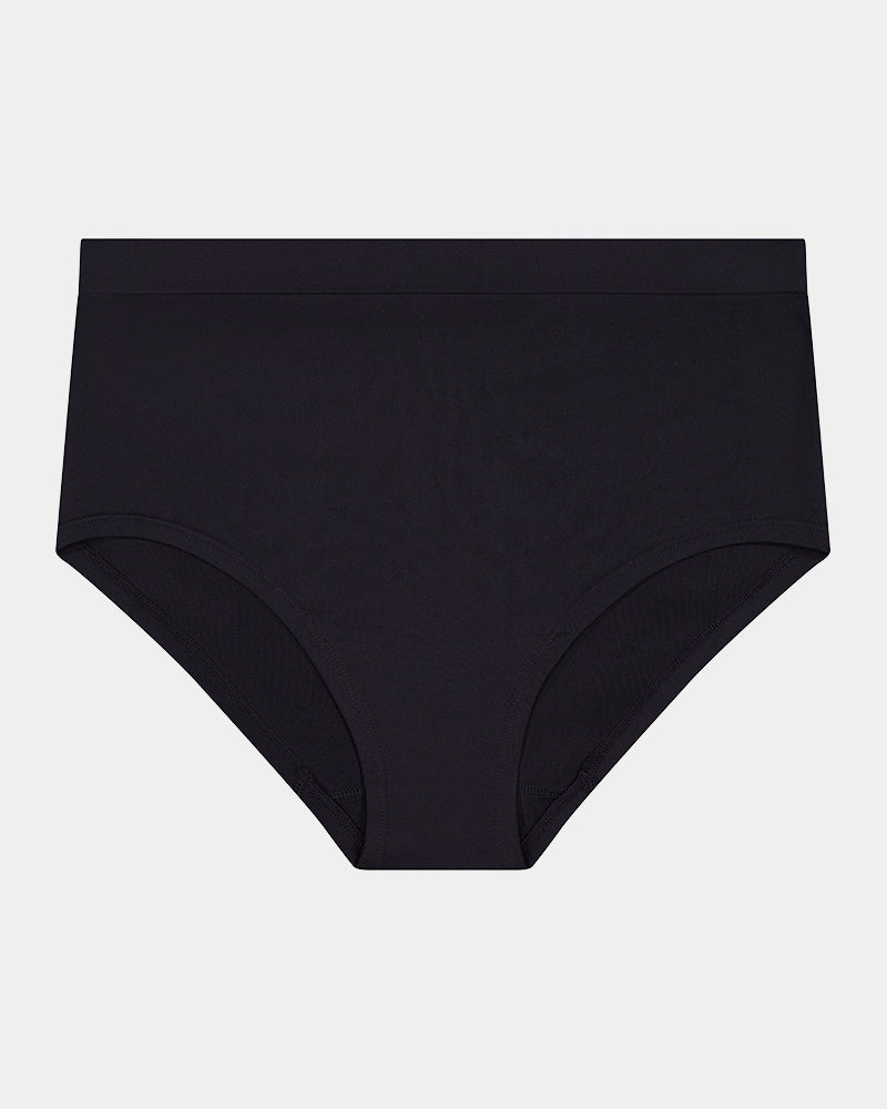 Seamless Soft Full Brief in BLACK. Flat lay front view