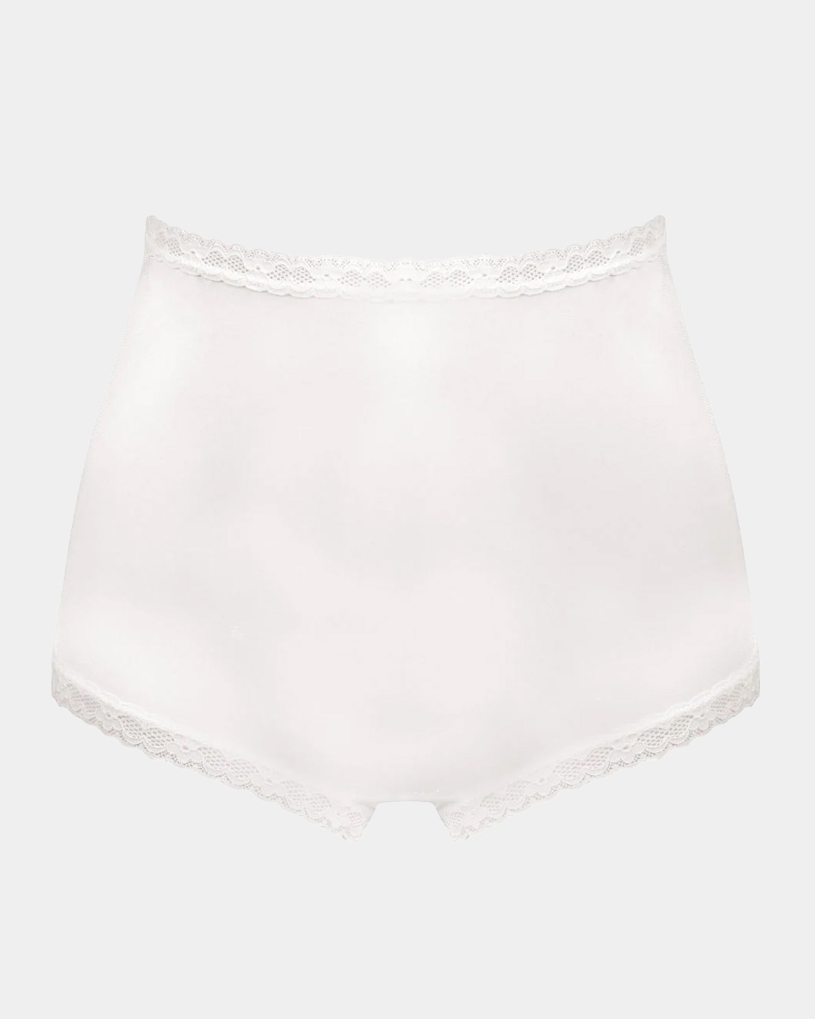 Nylon Tricot Full Brief in WHITE. Flat lay front view