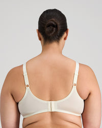Model wears Classic Underwire Underwire Bra in IVORY. On body back view