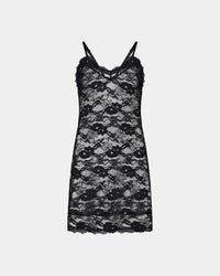 My Fit Lace Chemise in BLACK. Flat lay front view