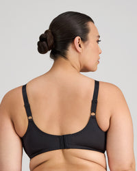 Model wears Classic Underwire Underwire Bra in BLACK. On body back view