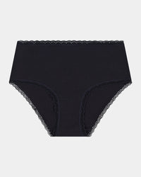 Stretch Cotton Full Brief in BLACK. Flat lay front view