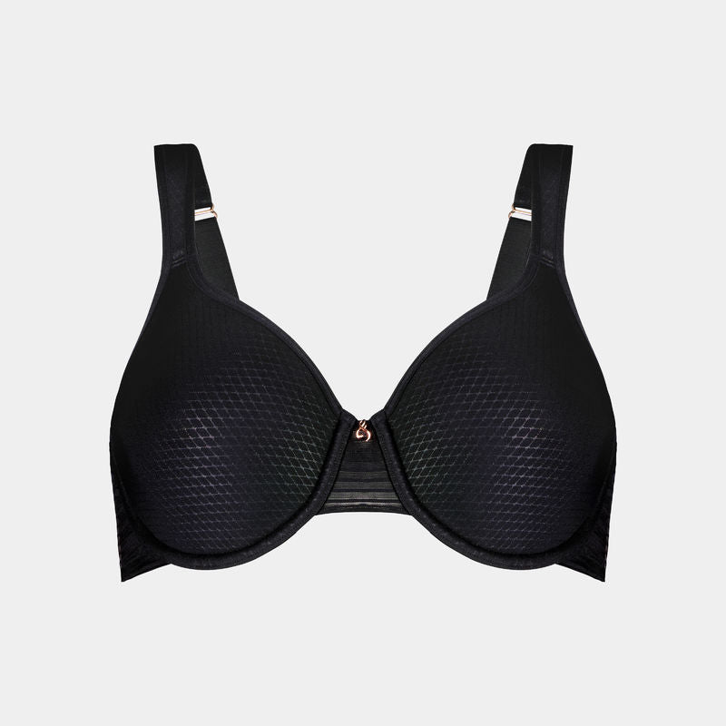 Perfect Lines Contour Bra in BLACK. Flat lay front view