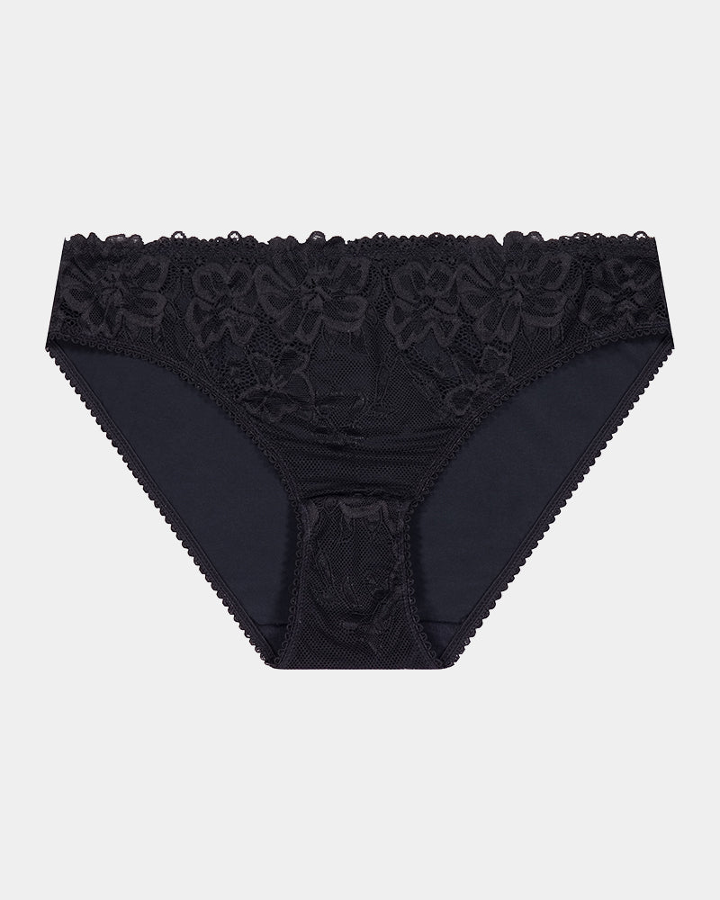 Lacey Bikini in BLACK. Flat lay front view