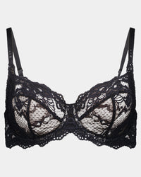 My Fit Lace Underwire Bra in BLACK. Flat lay front view