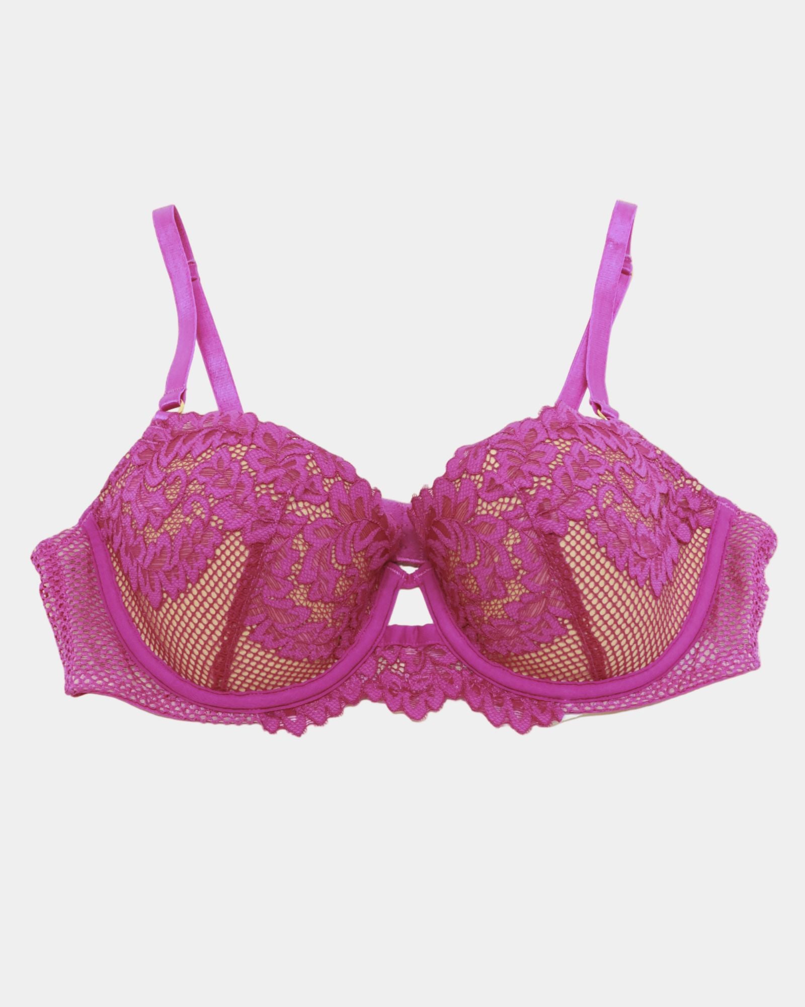 Rosa Contour Bra in FANTASY FUCHSIA. Flat lay front view