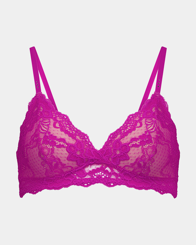 My Fit Lace Wire Free Bra in FANTASY FUCHSIA. Flat lay front view