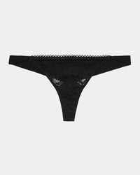 Naturally Me Thong in BLACK. Flat lay front view