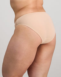 Coral High Cut Brief in LATTE. Flat lay back view