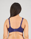 Model wears Perfect Lines Contour Bra in BLUE RIBBON. On body back view