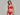Woman wearing a red bra and panties set against a gray background