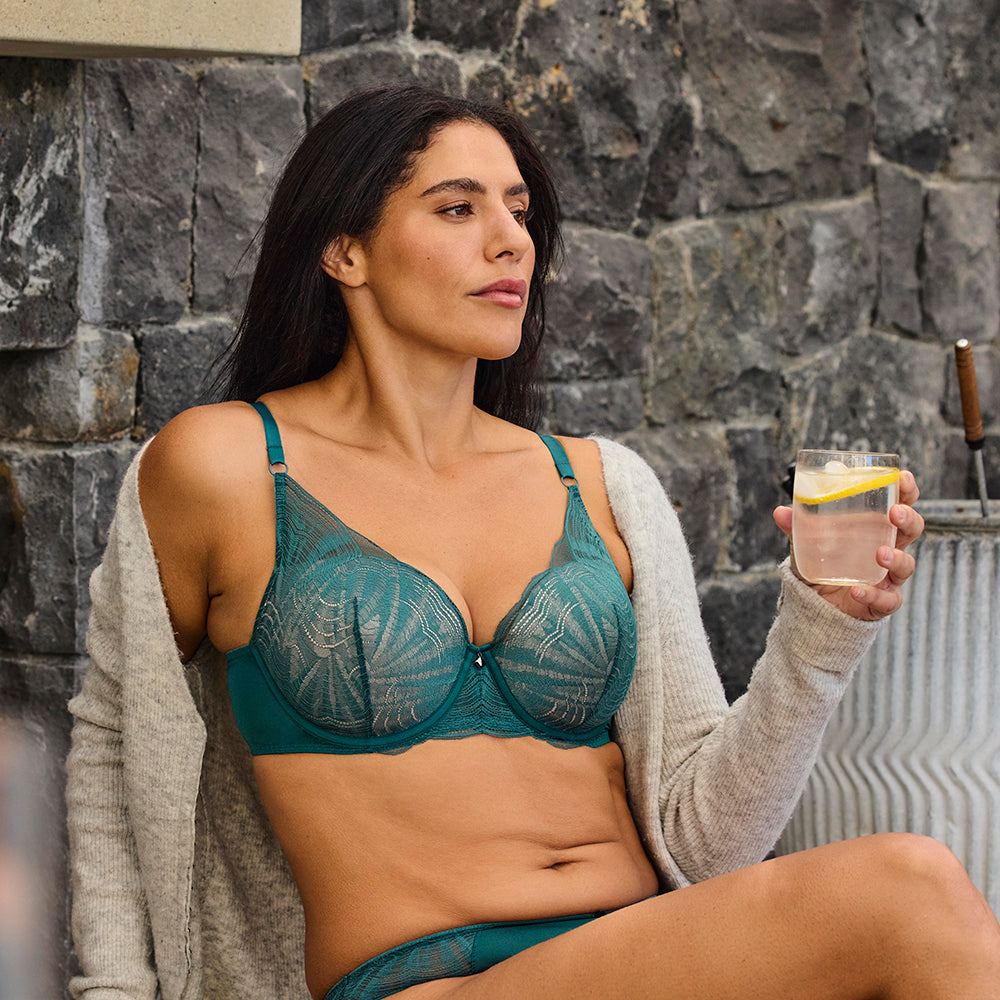 model wears coco devine lingerie set