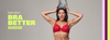 Hero banner Woman wearing a red bra holding a silver sequin bag with 'bendon BRA BETTER REWARDS' text.