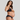 Pregnant woman wearing a black bikini against a gray background