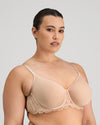 Model wears Lace Perfect Contour Bra in LATTE. On body side view