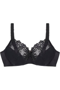 Coral Underwire Bra in BLACK. Flat lay front view