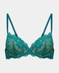 My Fit Lace Push Up Bra in EVERGLADE. Flat lay front view
