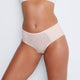 Model wears Smooth Revolution Full Brief in LATTE. On body front view