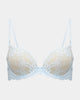 My Fit Lace Push Up Bra in OMPHALODES. Flat lay front view
