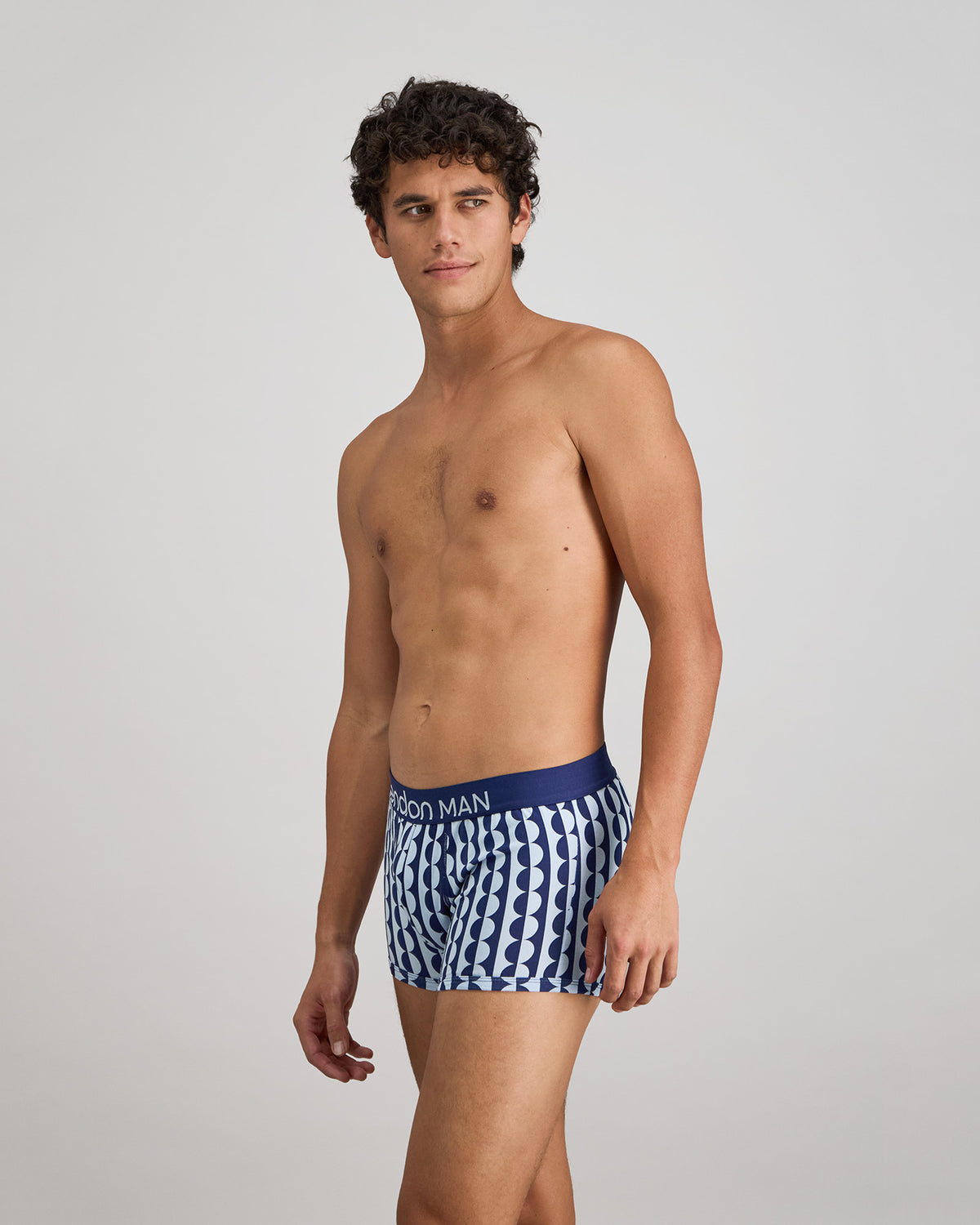 Retros Print Mens Trunk in OTHELLO PRINT. Flat lay back view