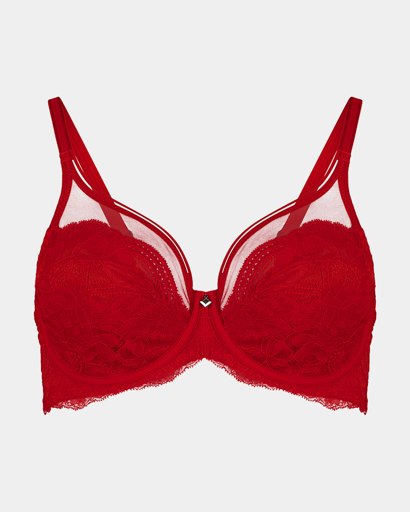Lumiere Underwire Bra in SALSA. Flat lay front view