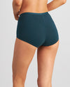 Model wears Body Cotton Full Brief in PONDEROSA PINE. On body back view