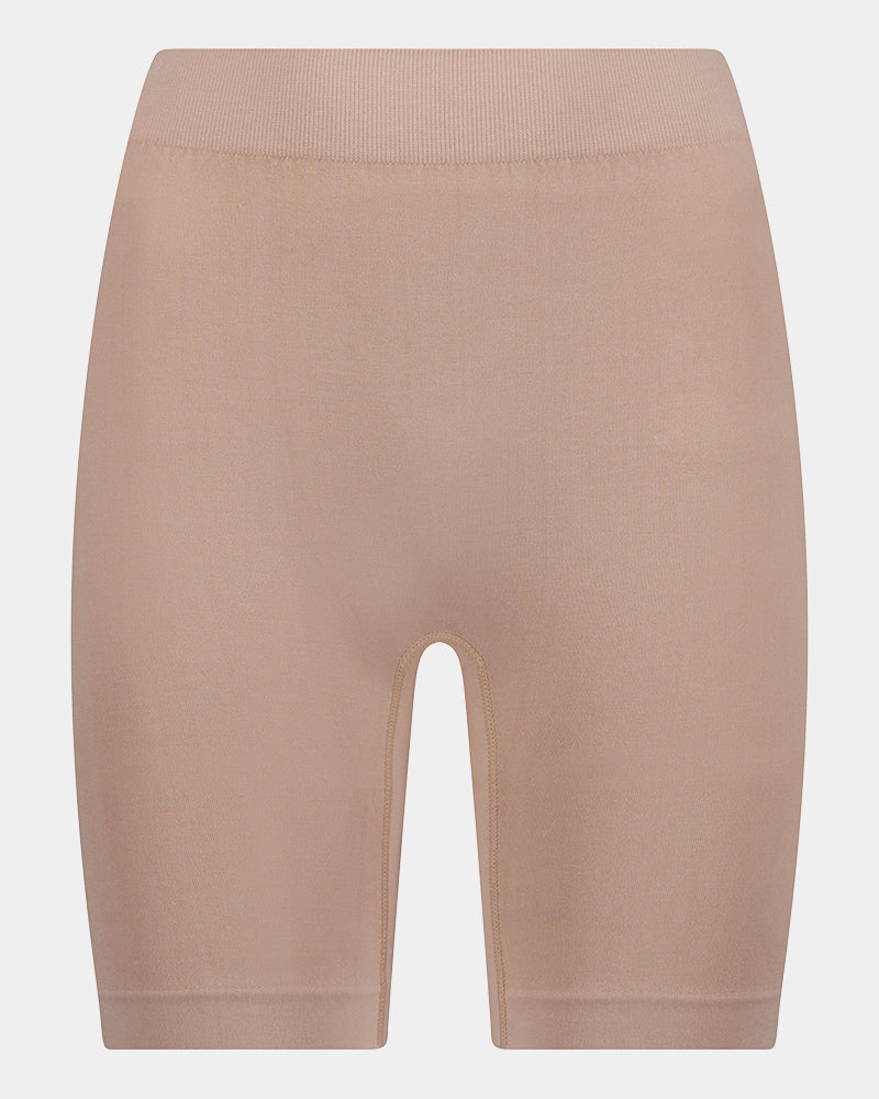 Smoothing Bodywear Chafer Short in CARAMEL. Flat lay front view