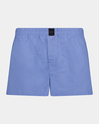 Classic Woven Mens Boxer in DELLA ROBBIA BLUE. Flat lay front view
