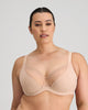 Model wears Faithful Underwire Bra in LATTE. On body front view