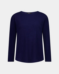 Relaxed Rib Long Sleeve Pj Top in NAVY BLAZER. Flat lay front view