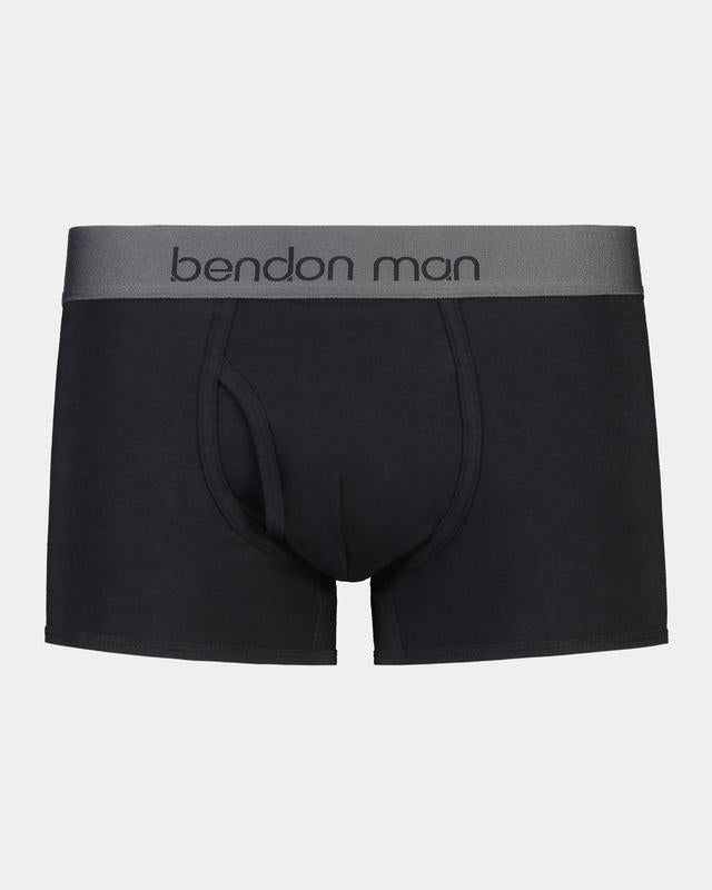 Cotton Low-Rise Mens Trunk in BLACK. Flat lay front view