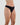 Model wears Stretch Cotton Thong in BLACK. On body side view