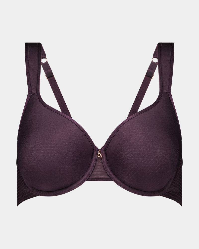 Perfect Lines Contour Bra in PLUM PERFECT. Flat lay front view