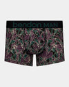 Retros Print Mens Trunk in PLUM MORRIS PRINT. Flat lay front view