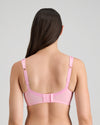 Model wears Charlotte Underwire Bra in FAIRY TALE. On body back view