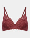 Embrace Contour Bra in OXBLOOD RED. Flat lay front view
